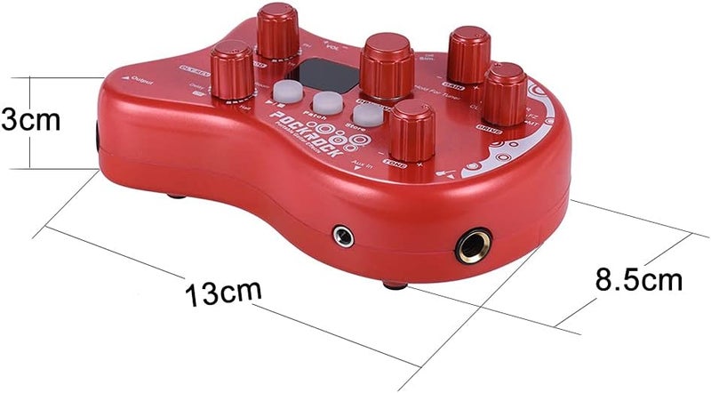 summina Distortion Pedal Guitar Multi-effects Processor Effect Pedal Guitar Effects Pedal 15 Effect Types 40 Drum Rhythms Tuning Function with Power Adapter (red) - Image 2